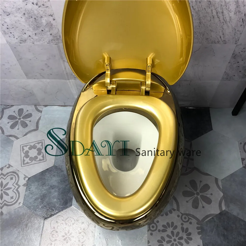 Наборы подвесных унитазов SDAYI Sanitary Ware European Luxury Royal в форме яйца, золотистого цвета, из керамики. (art.: 3920dbf3fd6ef) - 3920dbf3fd6ef