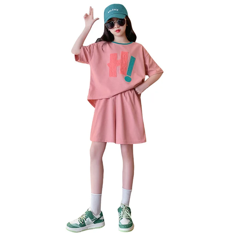 Футболка и шорты для девочек-подростков с буквенным принтом