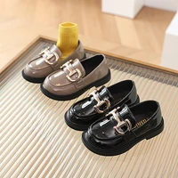 girls leather shoes britain style kids fashion loafers 2022 spring new children boys metal versatile black school mary jane shoe