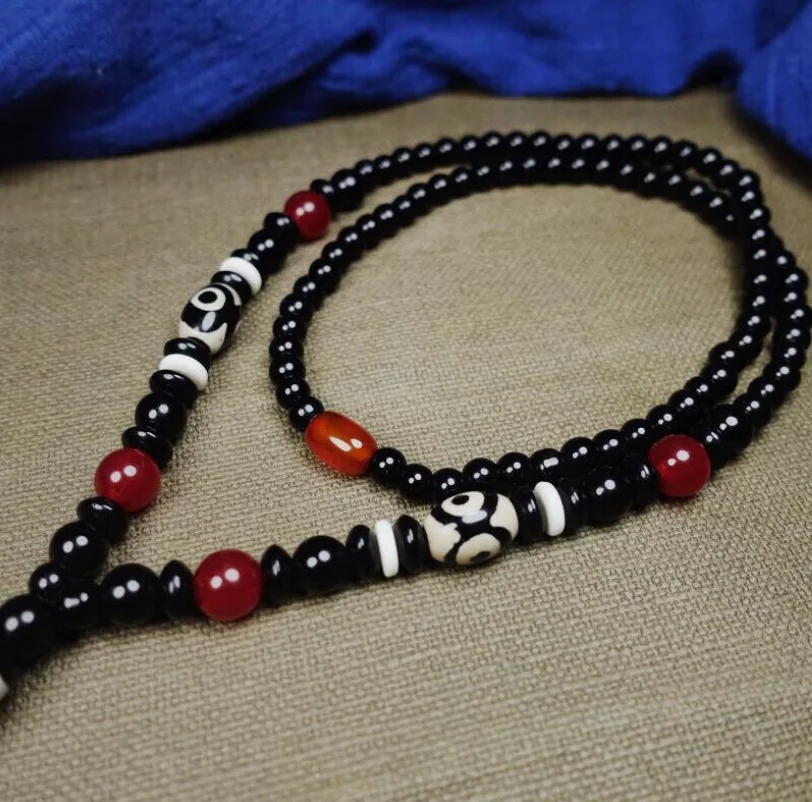 Тибетский непальский гималайский древний агат старый талисман Дзи 9-глазный