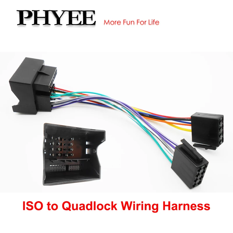 

Жгут проводов Quadlock, для автомобильного радиоприемника ISO, автомобильный электрический кабель, совместимый с VW, Seat, Skoda, BMW, Ford