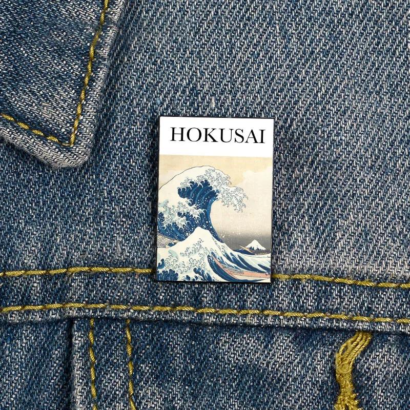 

Fashion Hokusai The Great Wave Custom Funny vintage Brooches Shirt Lapel teacher Bag Cute Badge Cartoon pins for Lover Girl