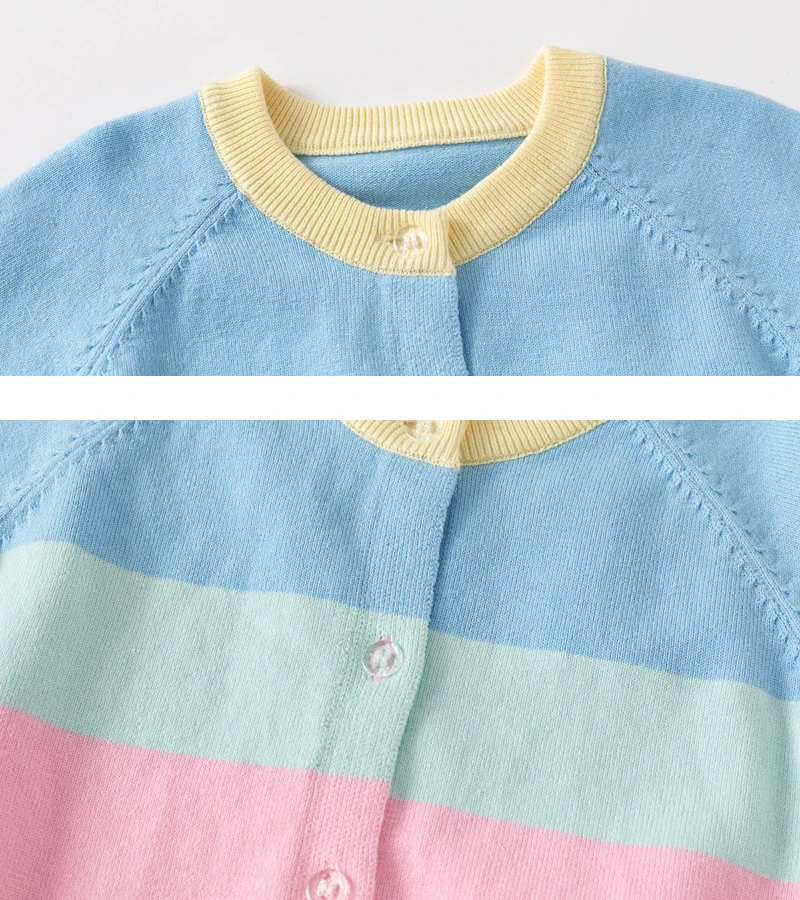 Детский трикотажный кардиган на пуговицах в радужную полоску