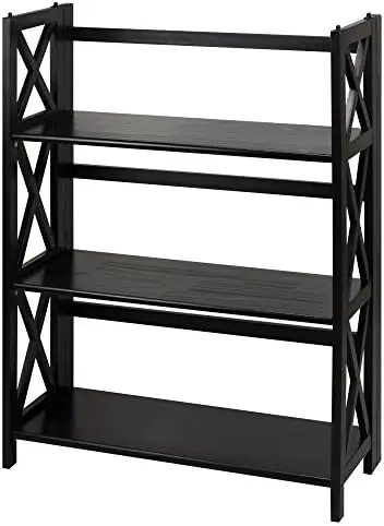 

3-Shelf Folding Bookcase, Black Bathroom organizer and storage container Bath room organizer Shower accesorios Dyson airwrap wal