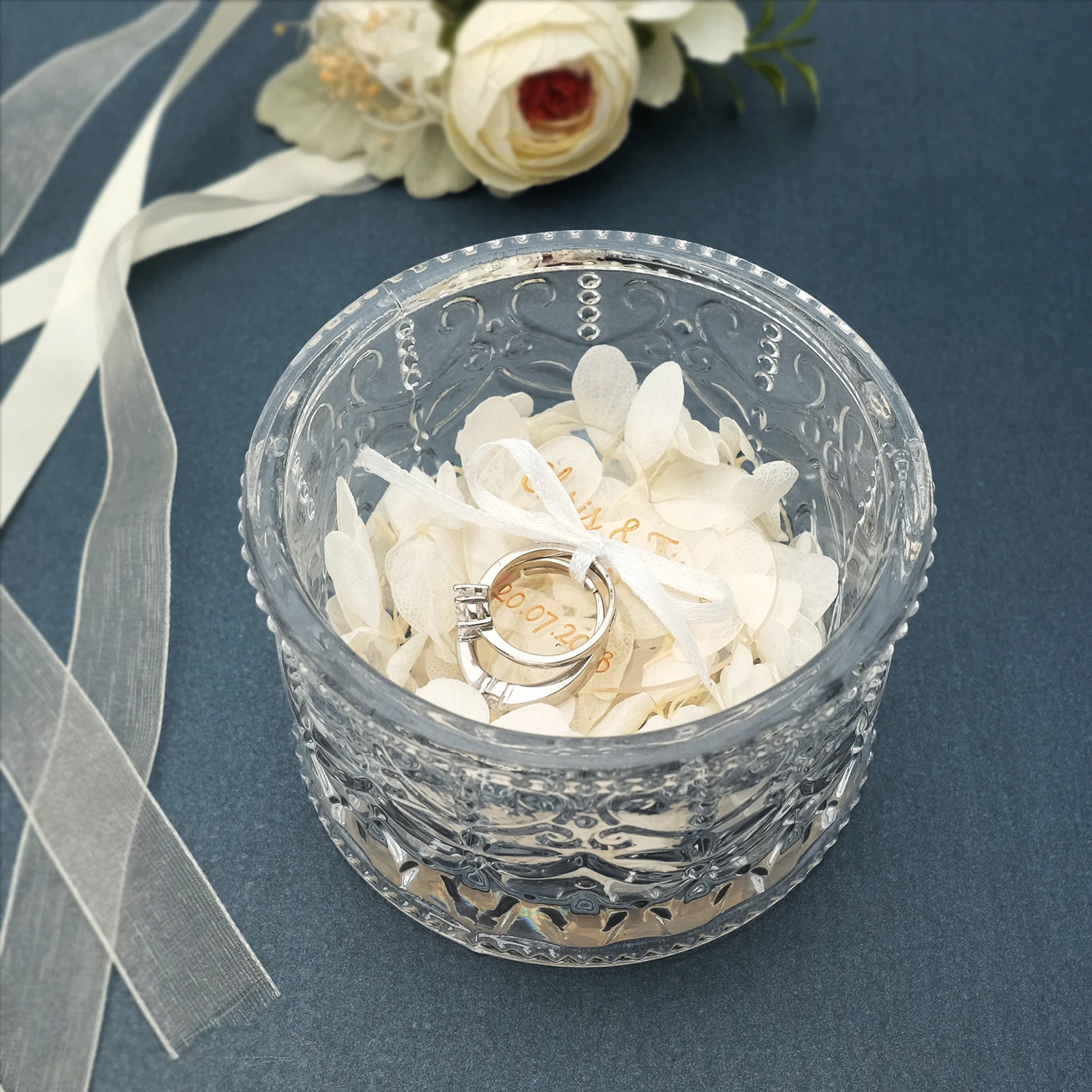 Personalised Wedding Ring Bearer Box Crystal Ring Box Engagement Ring Box Glass Wedding Ring Box Earrings Necklaces Container