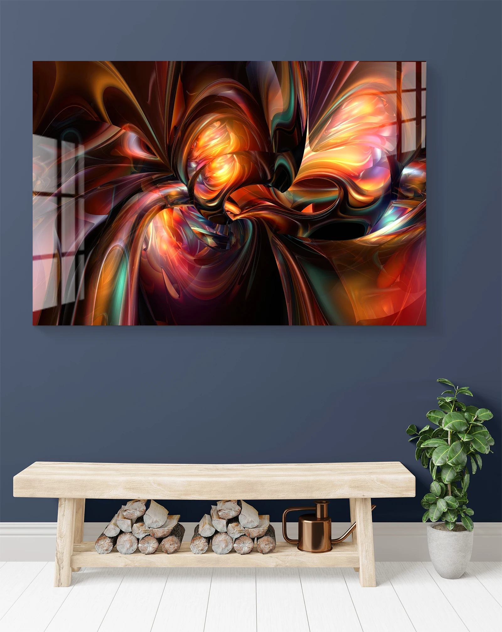 

120X80cm Abstract Colorful Minimalist Frameless Tempered Glass Art Bedroom, Living Room, Sofa Backrest, Wall Decoration Painting