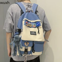 simple and stylish neutral travel bag large capacity laptop backpack school bag solid color school backpack men backpack women