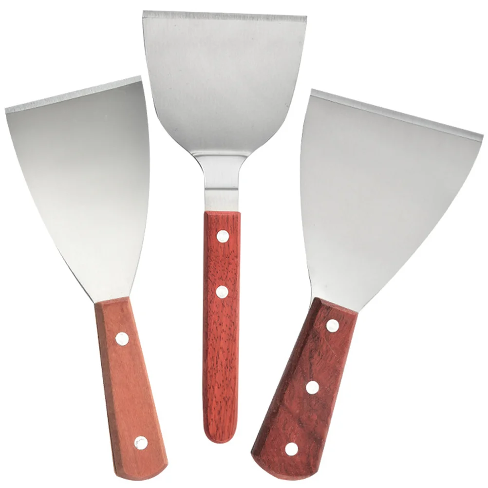 

3 Pcs Non-stick Frying Pan Barbecue Spatula Stainless Steel Cooking Spatulas Kitchen Gadget Grill Turner Hamburger