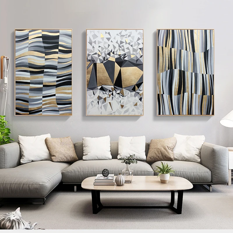 

Black And White Color Block StitchingPosters and Prints Oil Painting on Canvas Cuadros Pictures on the Wall Art for Living Room