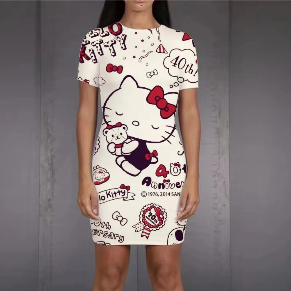 

Fashion Girl Anime Hello Kitty Dress Ladies Party Casual Boho Beach Dress Elegant Dress Ladies Sexy Sundress
