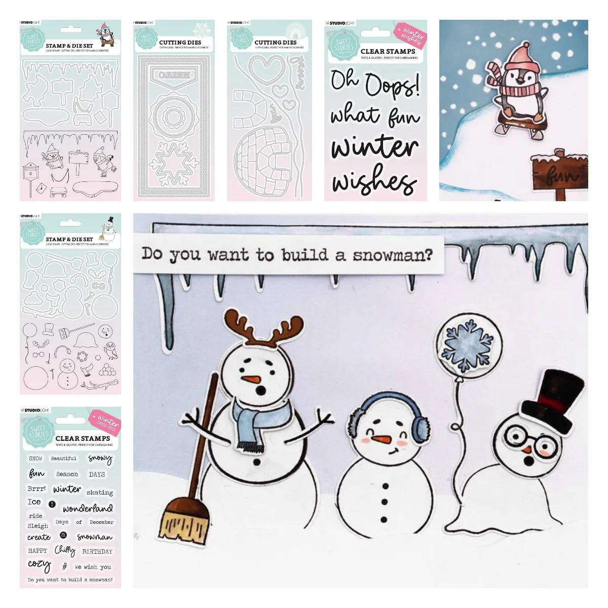 

2022 New Diy Paper Card Decoration Mold Slimline Hello Winter Season Snowman Penguin Snowy Flower Dahlia Cutting Dies and Stamps