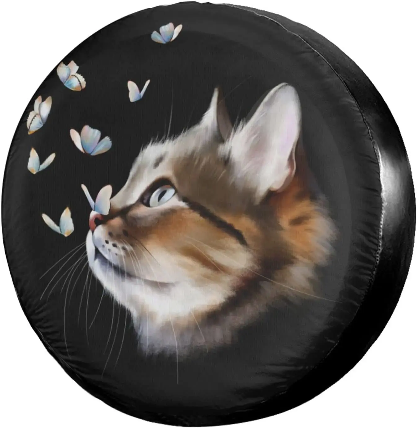 

Foruidea Watercolor Animal Cat Butterfly Spare Tire Cover Waterproof Dust-Proof UV Sun Wheel Tire Cover Fit for Many Vehicle