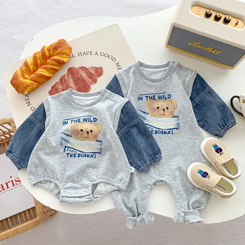 

Коллекция 2023 года, весна-осень, искусственная кожа, хлопок, мультяшный стиль, длинные рукава, комбинезоны для новорожденных мальчиков