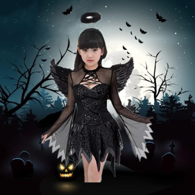 Женское платье для косплея на Хэллоуин черно-белое с ангелом малефисентские