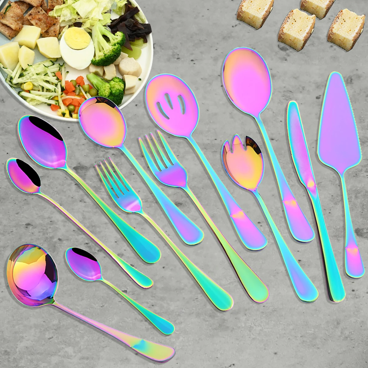 1Pc Rainbow Cutlery Stainless Steel Tableware Cake Spatula S
