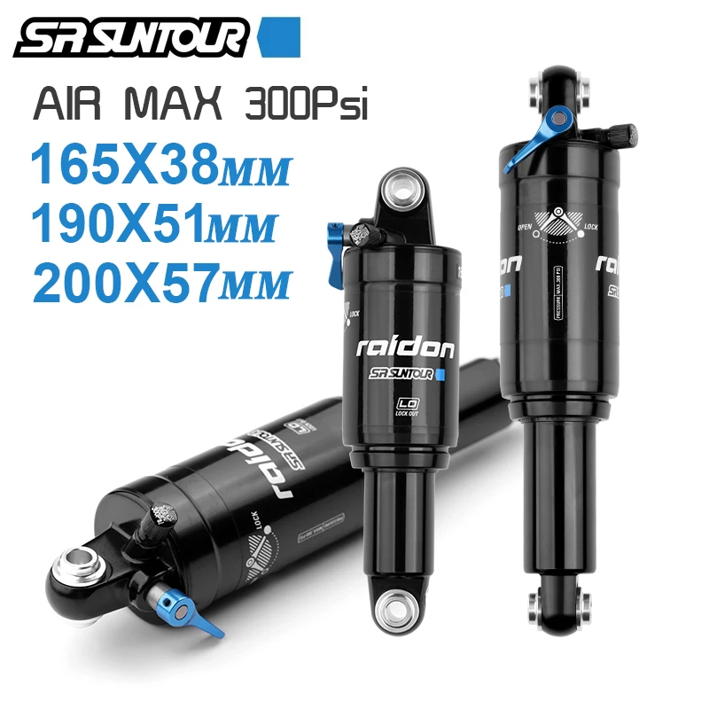 

SR SUNTOUR Bicycle Rear Shocks 165/190/200mm Rebound Pressure BMX Mountain MTB Bike XC Air Suspension Absorber Lighter to DNM