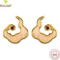 real 925 sterling silver jewelry natural shell lucky clouds stud earrings for women 18k gold plating original design accessories