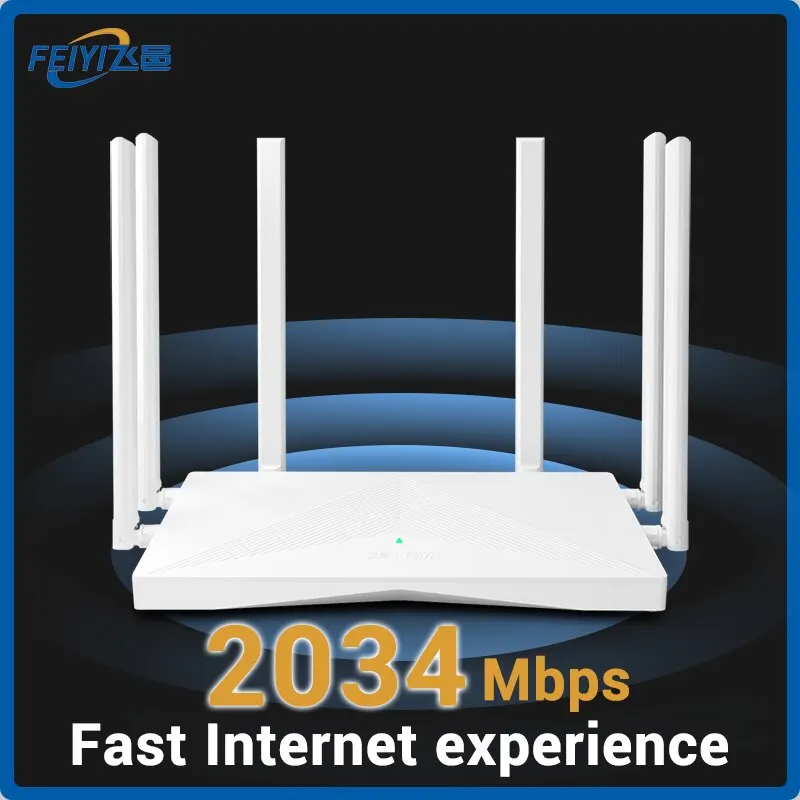 FEIYI AC2100 Wifi Router Dual Band Gigabit 2.4G 5.0GHz 2034Mbps Wireless Router Wifi Repeater and 6 High Gain Antennas