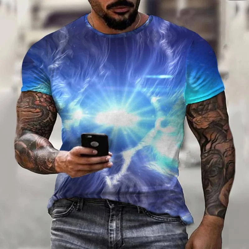 

2022 Summer T-Shirt Short Sleeve Casual Style Polyester O-Collar Clothes 3D Printing Easy To Wash Pattern Fashion Men's Wear New
