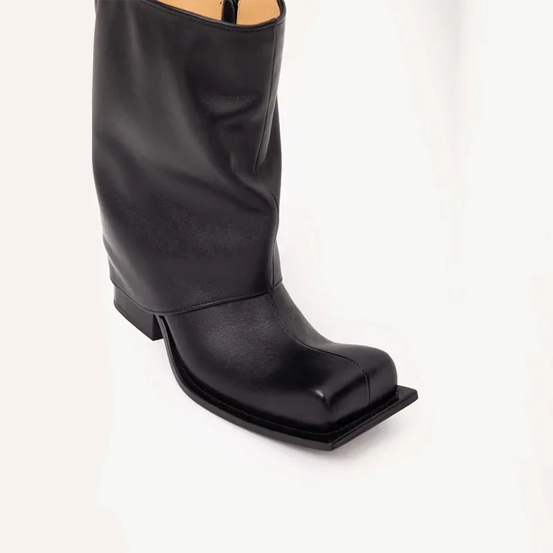 Arden Furtado/2024 зимние ботильоны на квадратном каблуке с большим квадратным носком и