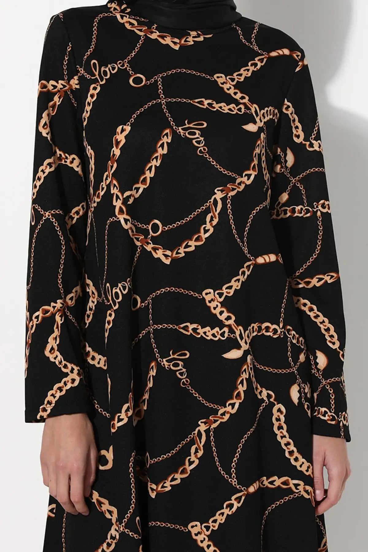 

Women Black Chain Patterned Tunic Muslim Tunic 2021 Fashion