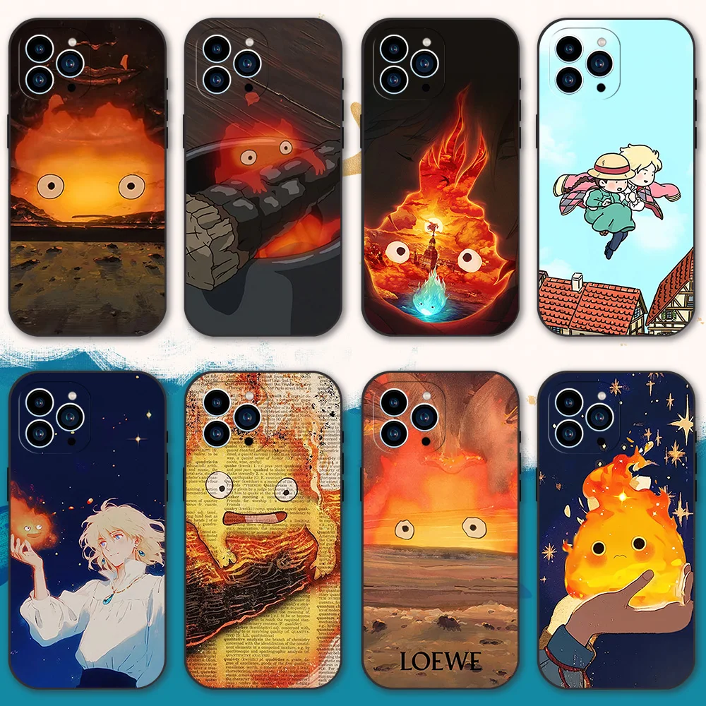 Чехол для телефона Movie H-Howls M-Moving Castle iPhone 12 11 13 14 15 16 Max Pro Plus черный мягкий
