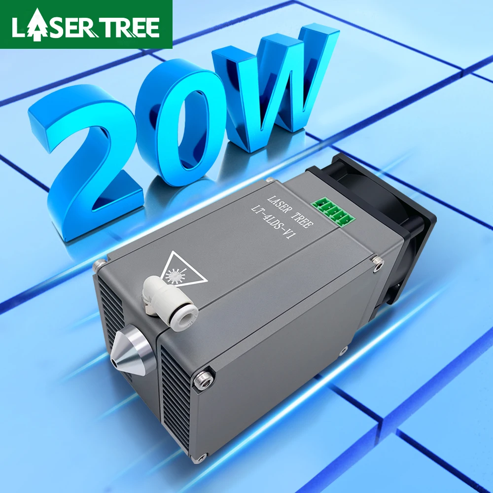 LASER TREE High Power 20W Optical Power Laser Head with Air Assist TTL Blue Light Module for Laser DIY Cutting Engraving Tool