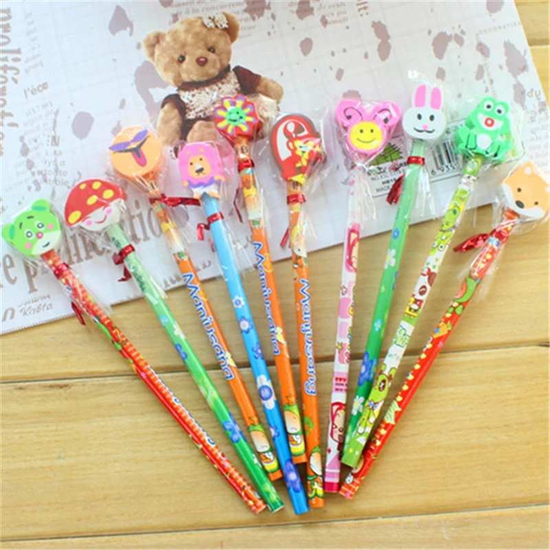 

SY01 Kawaii creative stationery wooden pencil cute cartoon eraser pencil school supplies Stationery office accessories