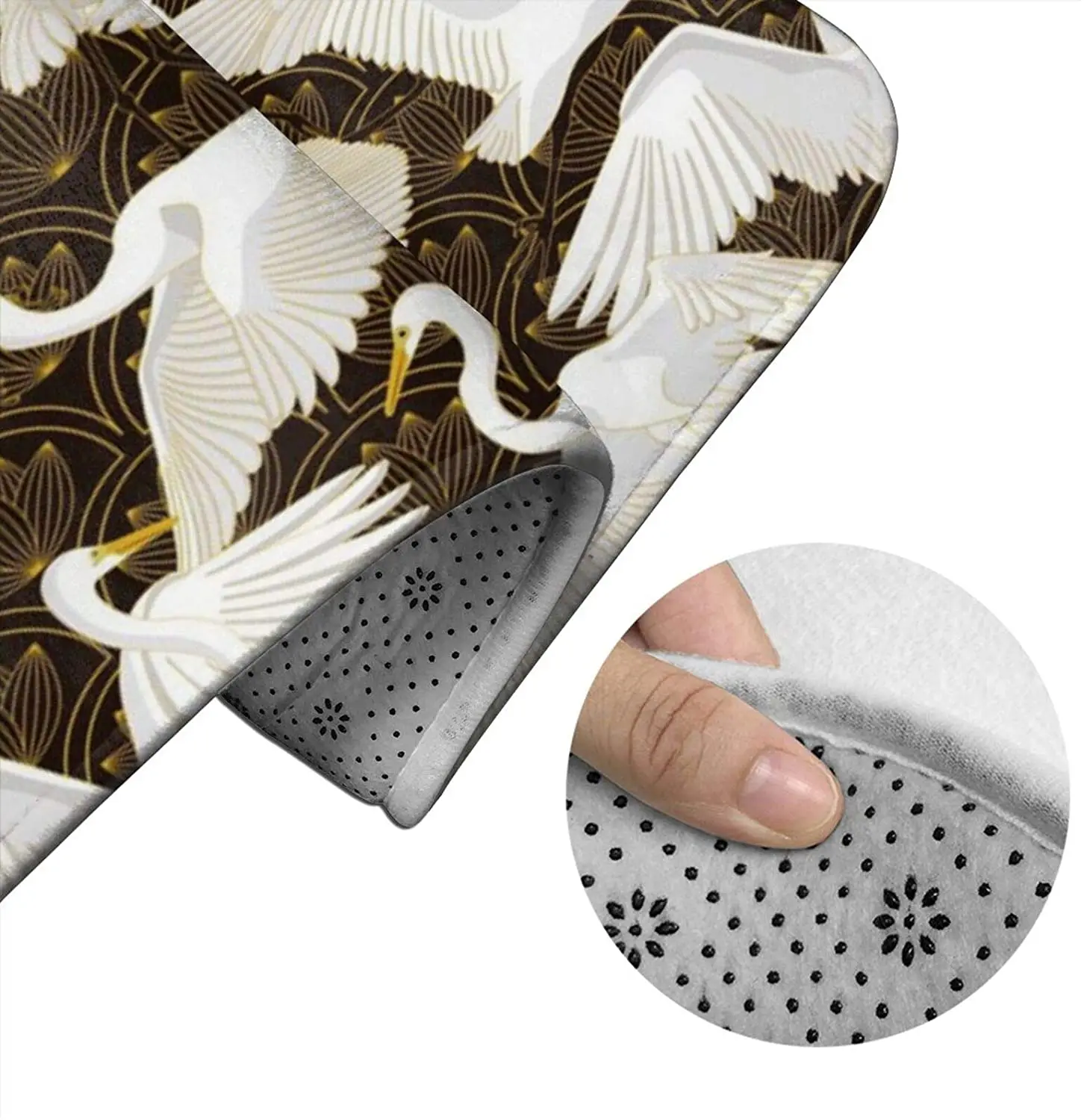 

Herons Art Deco Bathroom Mat Sets 3 Piece Set Rugs Memory Foam Mat Set Toilet Seat Cover Bath Mat Lid cover