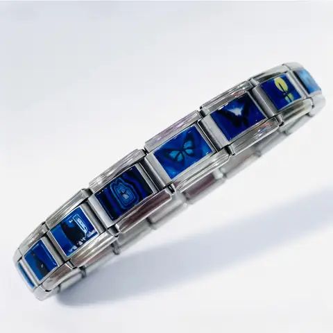 Темно-синий модульный браслет из нержавеющей стали