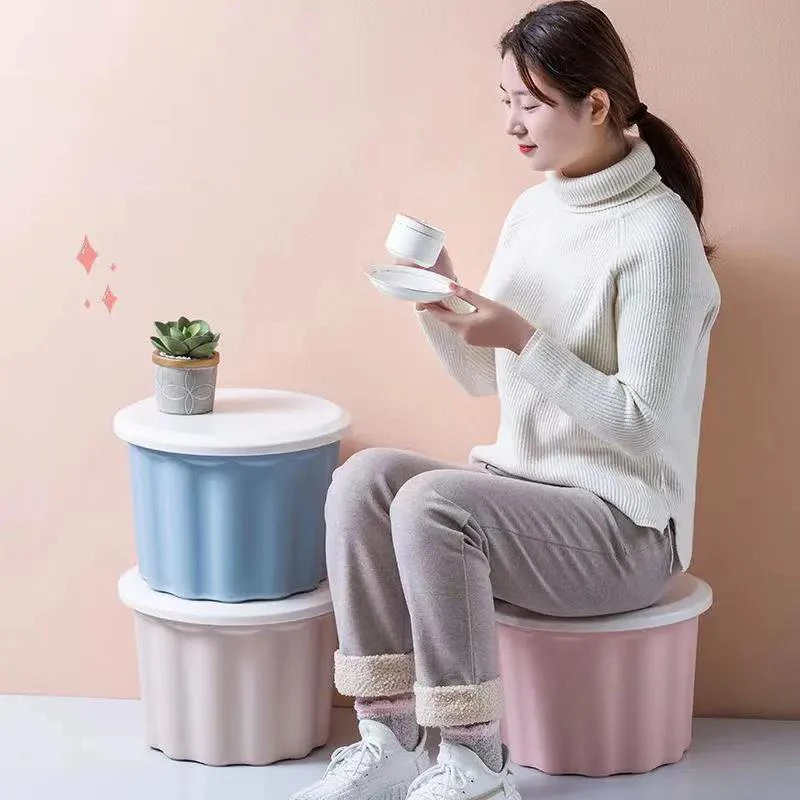 Утолщенный табурет для дома и взрослых пластиковый низкий ванной детский