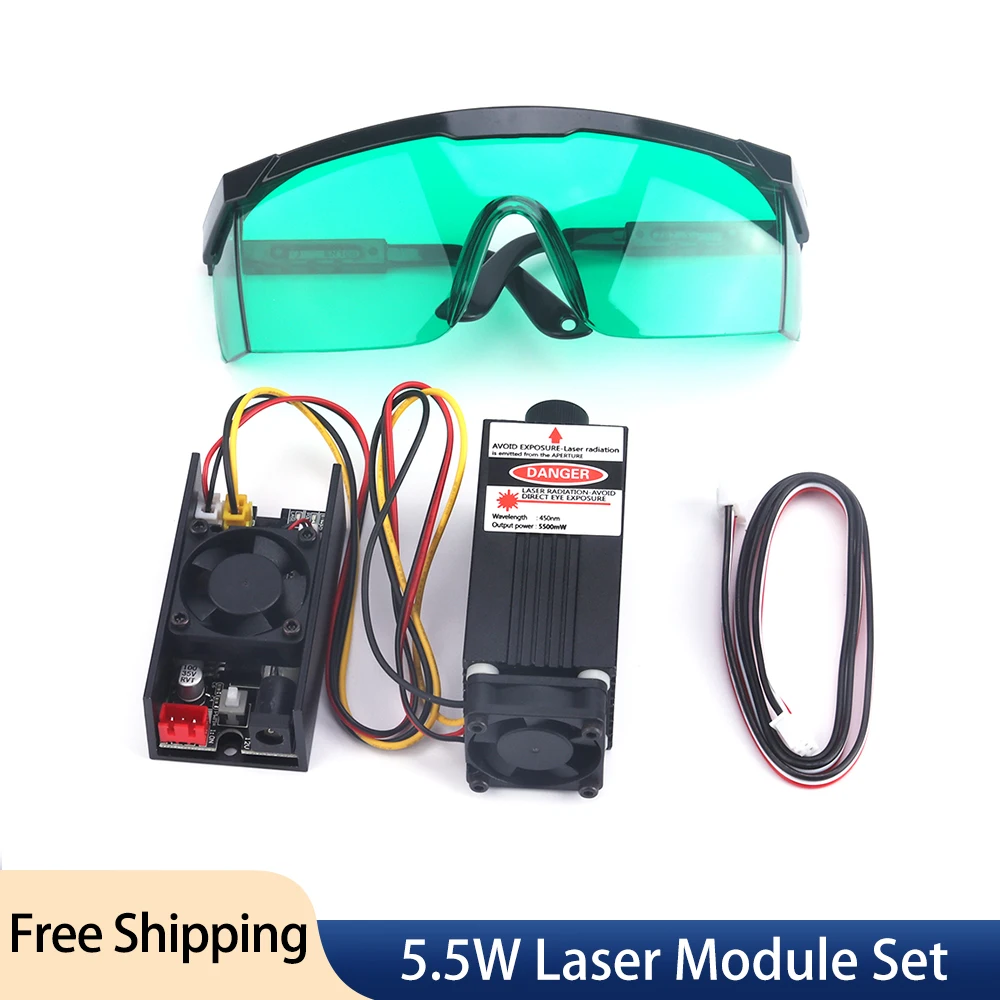 CNC Laser Engraving Tools 5.5W Laser Module 450nm Engraving Laser Head with Free Goggles for CNC Cutting Machine DIY Pattern