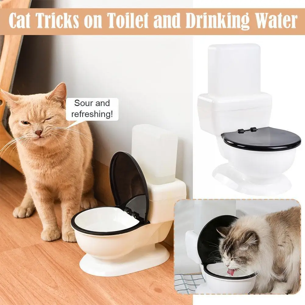 

650 Ml Funny Spoof Toilet Water Dispenser Shape Drinking Artifact Bowl Automatic Flow Feeding Pet Water Water Unplugged Q7r6