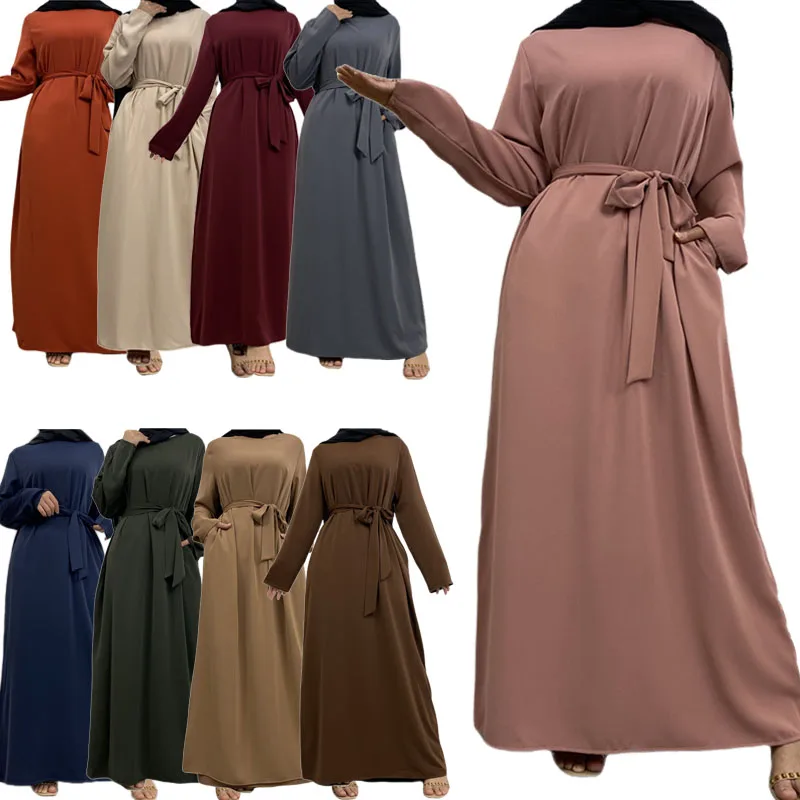 

2023 Modest Abaya Women Muslim Long Maxi Dress Islam Eid Ramadan Dubai Kaftan Arab Turkey Gown Jalabiya Caftan Robe Middle East