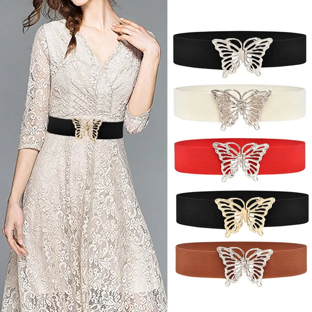 All-match Ladies Waist Belt Women Straps Light Luxury Personality Large for butterfly Buckle Elasticity Belt for Women Coat