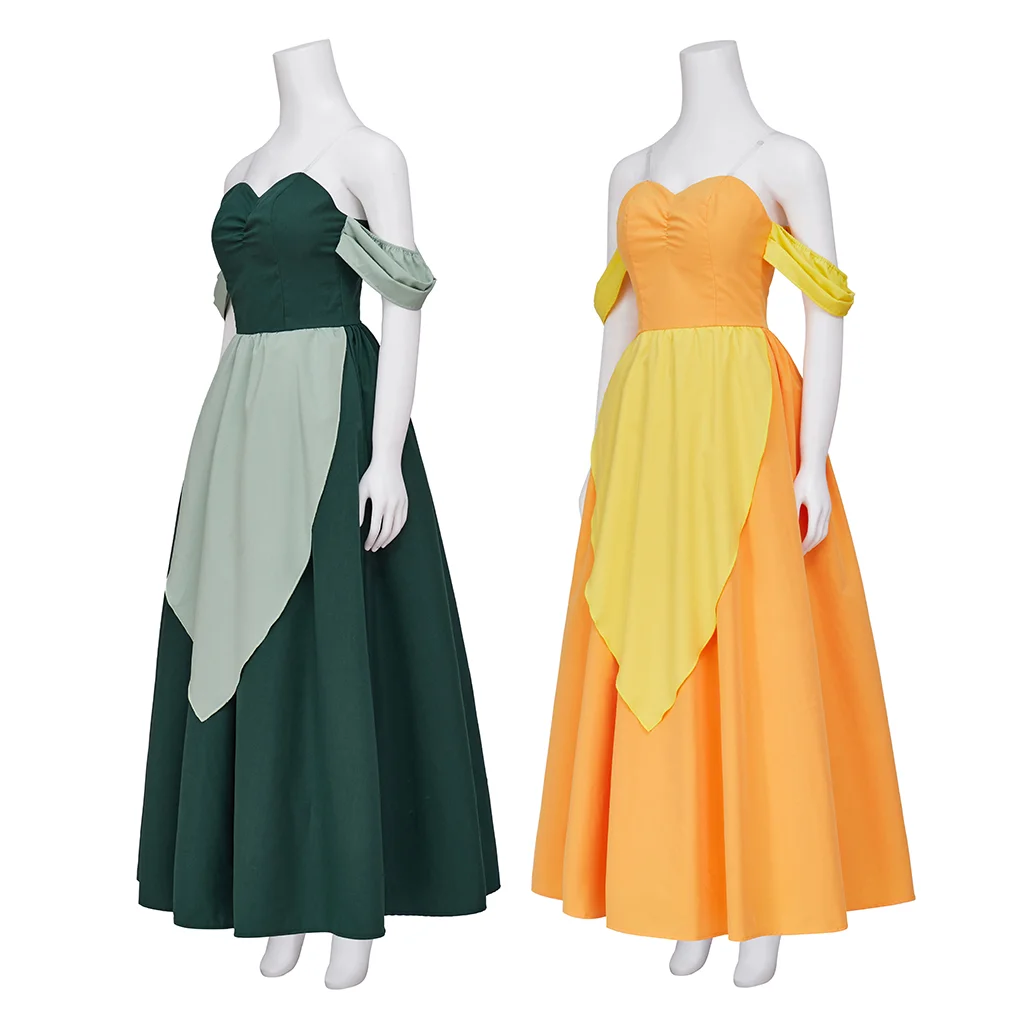 The Bimbettes Laurette Paulette зеленый костюм косплей желтое платье принцессы с открытыми