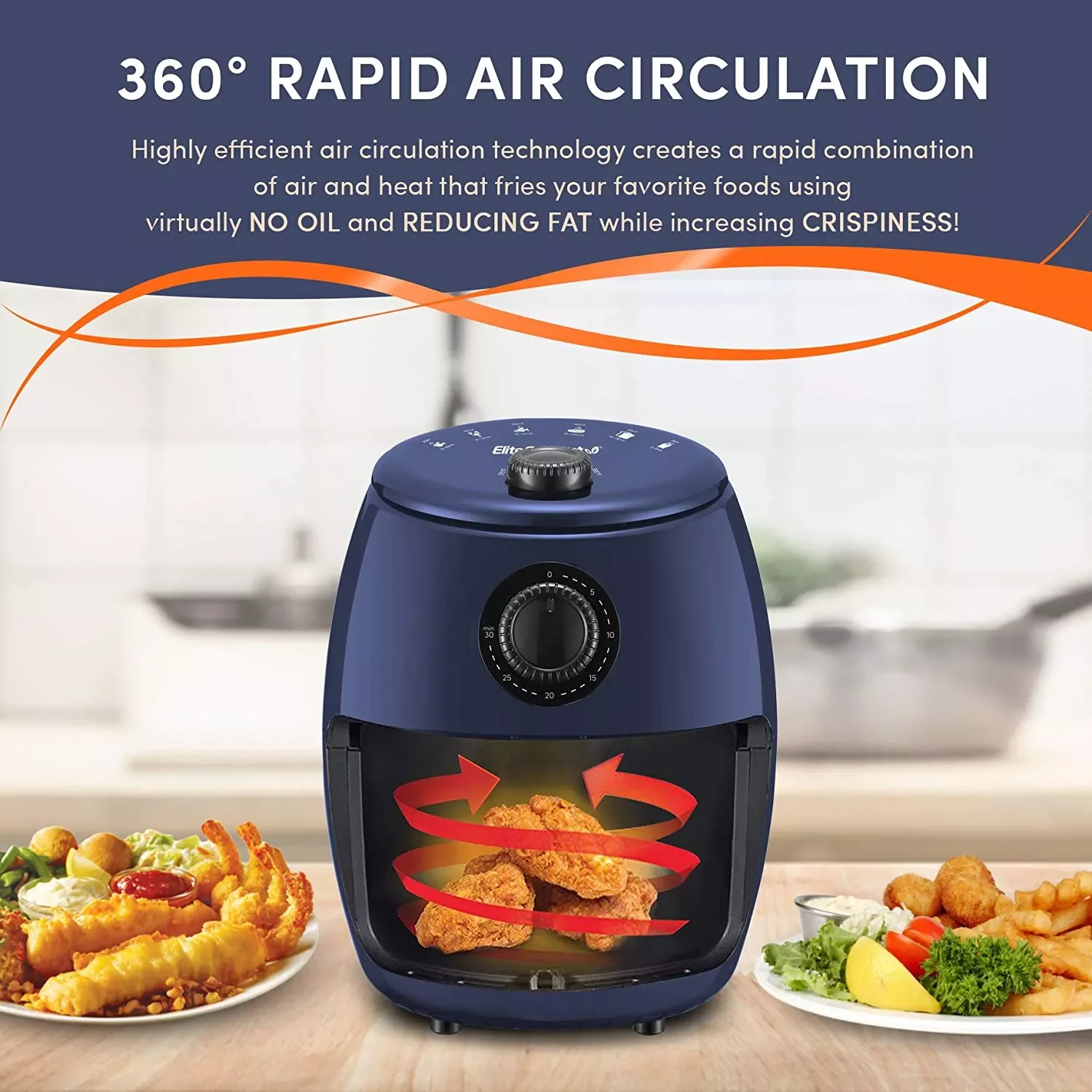Фото Элитная эконом-лампа EAF-0201BG # Personal 2,1 Qt. Компактная экономящая пространство фритюрница с горячим воздухом безмасляная здоровая плита, таймер №4