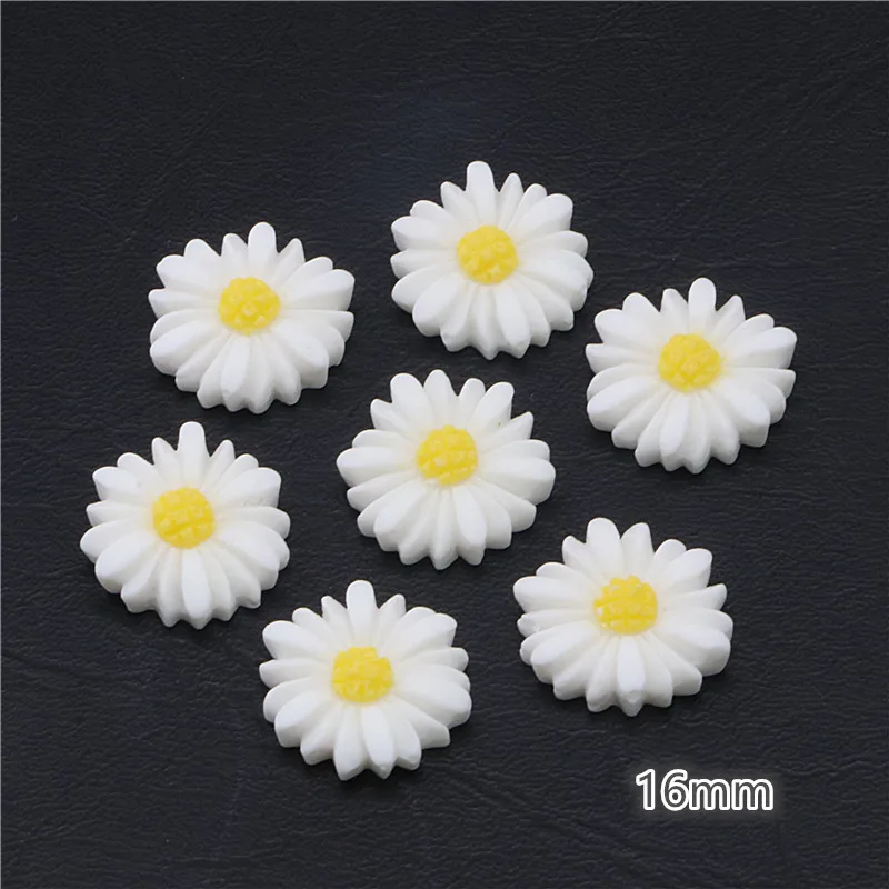 9mm/13mm/16mm/22mm/26mm White Daisy Resin Flower Flatback Cabochon DIY Jewelry Phone Decoration | Figurines &amp Miniatures