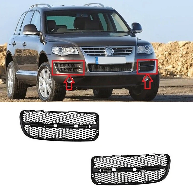 

1 Pair Front Bumper Fog Light Cover Lower Grill Grille For Touareg 2002-2006 Black 7L6853665A 7L6853666A