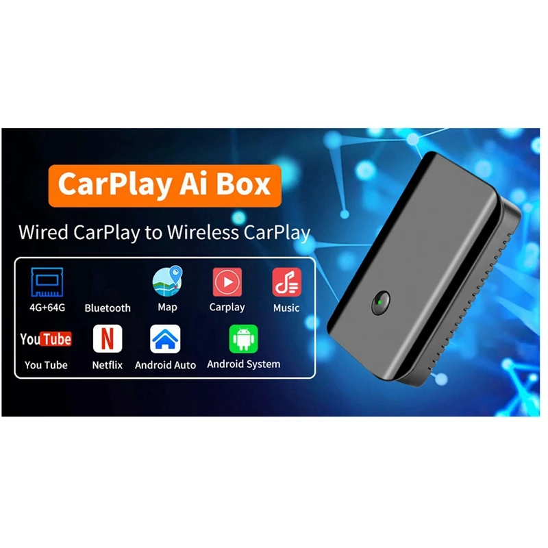 

4+64GB Android Wired To Wireless Android Auto Carplay AI Box Car Multimedia Play Support 4G Sim Carplay