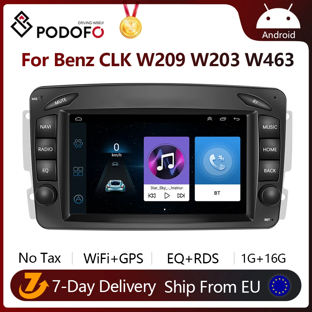 Автомагнитола Podofo мультимедийный плеер на Android с GPS для Mercedes Benz CLK W209 W203 W463 W208