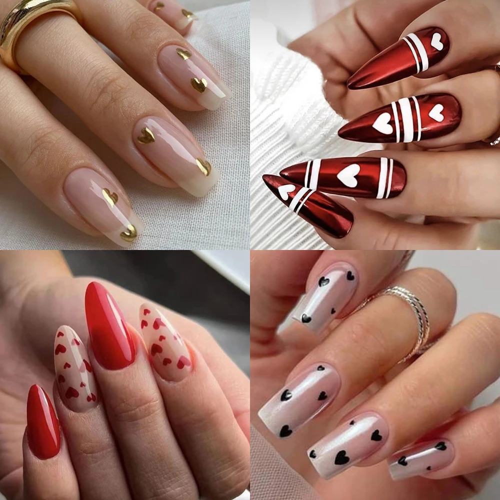 6/4 шт. 3D-наклейки для ногтей в виде сердца