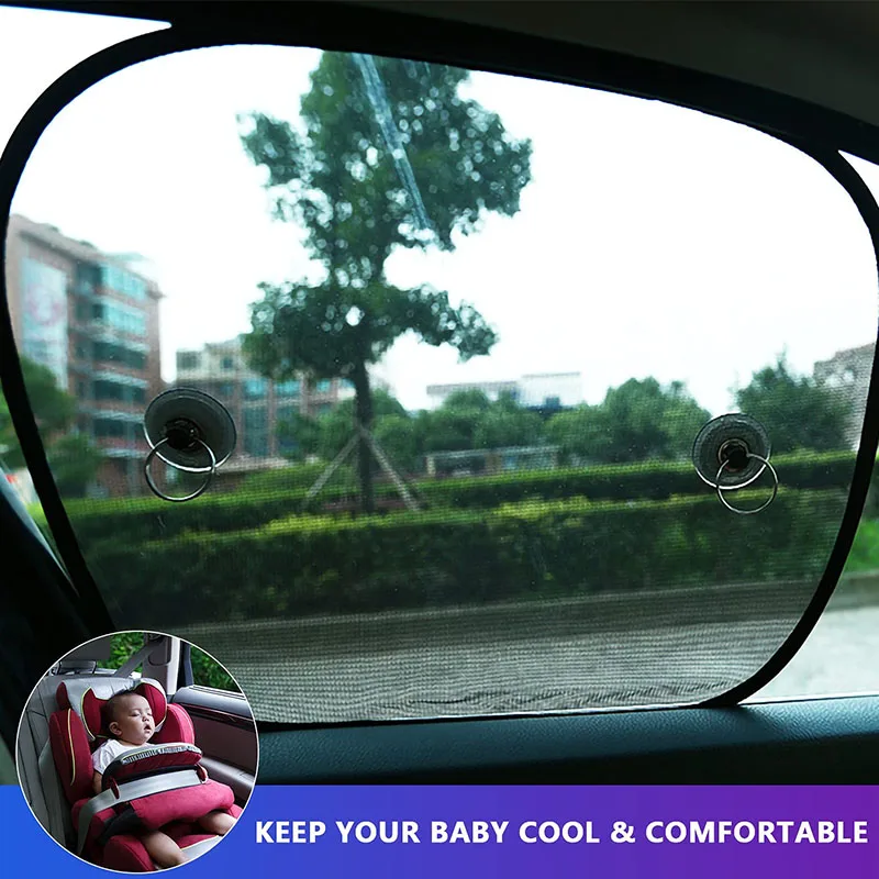

2Pcs Car Sun Shade UV Protection Car Window Sunshade Side Window Mesh Cover Car Curtain Sun Visor For Car RV Trunk Travel Supply