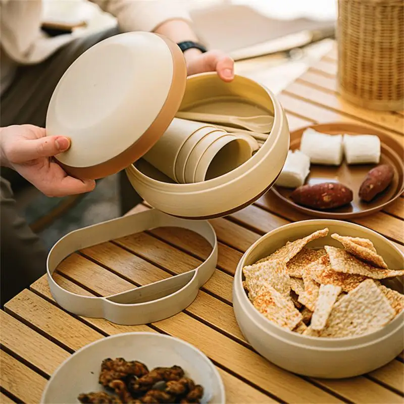 

Outdoor Dishes Portable Mellow Camping Practicality Tableware Multifunction Picnic High Capacity Comfortable Grip Set Smooth