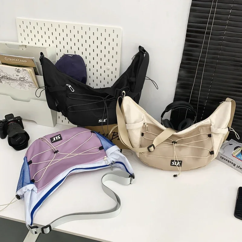 Нейлоновая сумка через плечо Colorblock вместительная Сетчатая Сумка унисекс 2024