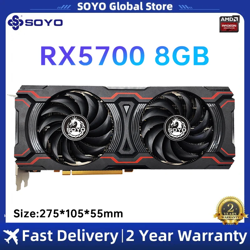 

SOYO RX 5700 8GB Graphics Card GPU GDDR6 256-Bit 8pin+6pin 7nm Brand New Video Card Support Desktop CPU placa de video