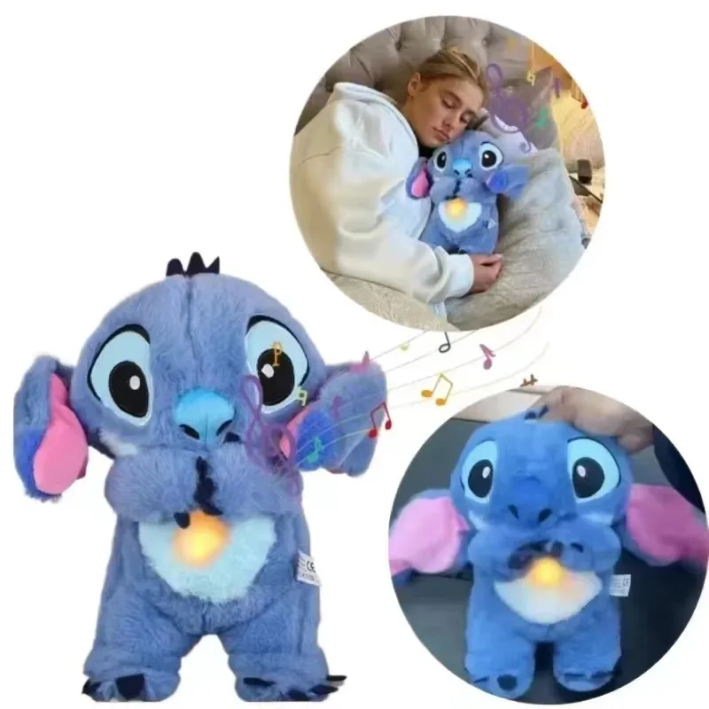 Disney Breathe Led музыкальная плюшевая кукла AuthenticStitch Ears Can Move. Фигурка Lilo Stitch DollBaby Спящая