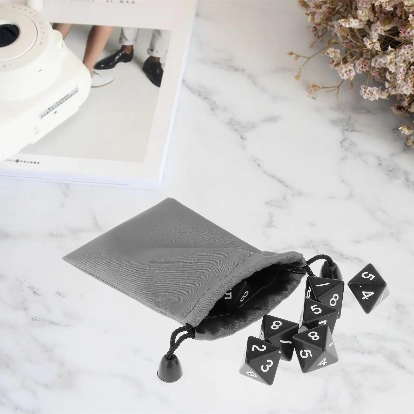 

8 Pieces Black Polyhedral Dice Party Props with White Numbers Table Board Game Accessories Gifts Role Playing Dice Set for Teens