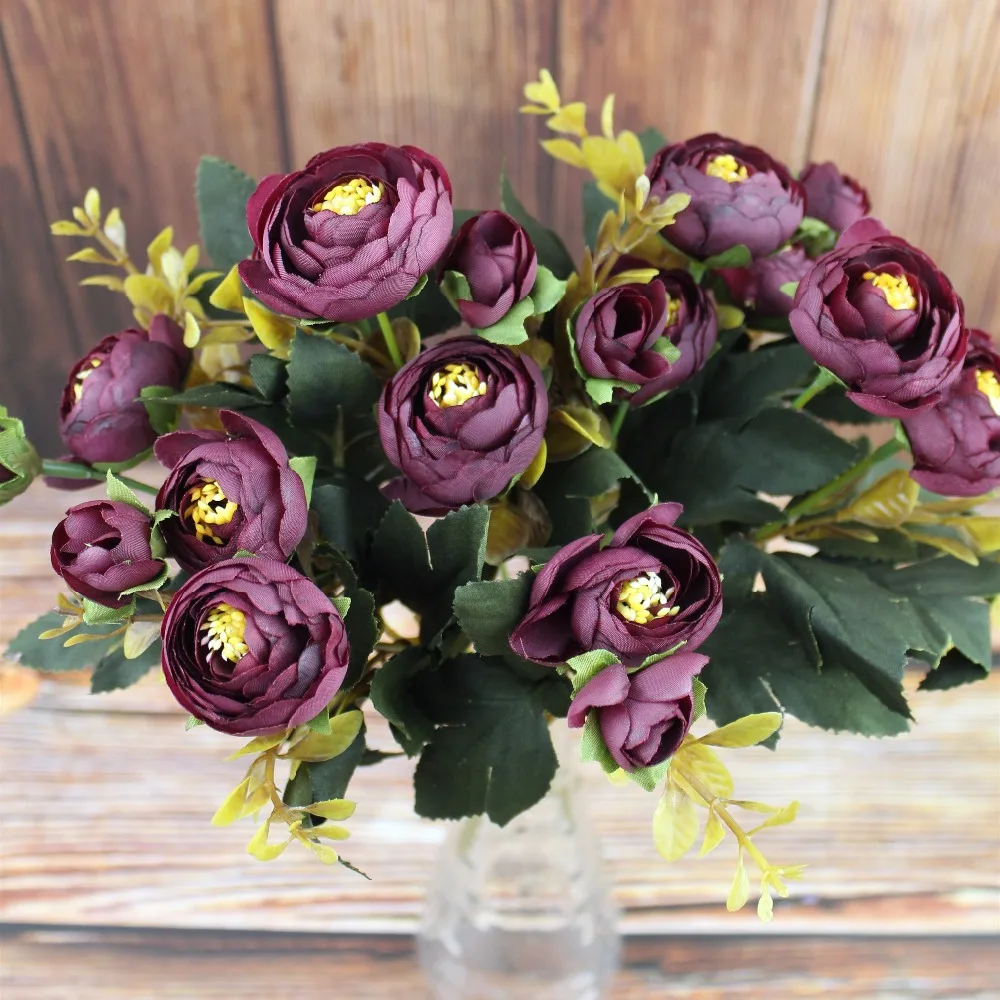 6 вилок/букет цветов яркие цветы камелии искусственные шелковые розы Свадебный