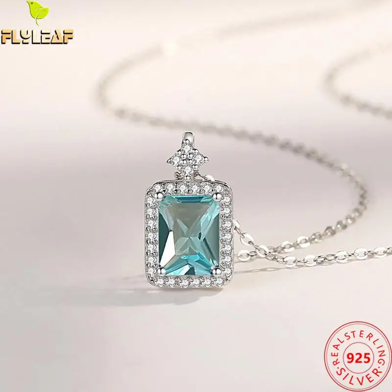 

Real 925 Sterling Silver Jewelry Blue 5A Zircon Perfume Bottle Pendant Necklace Women Platinum Plating Femme Luxury Accessories